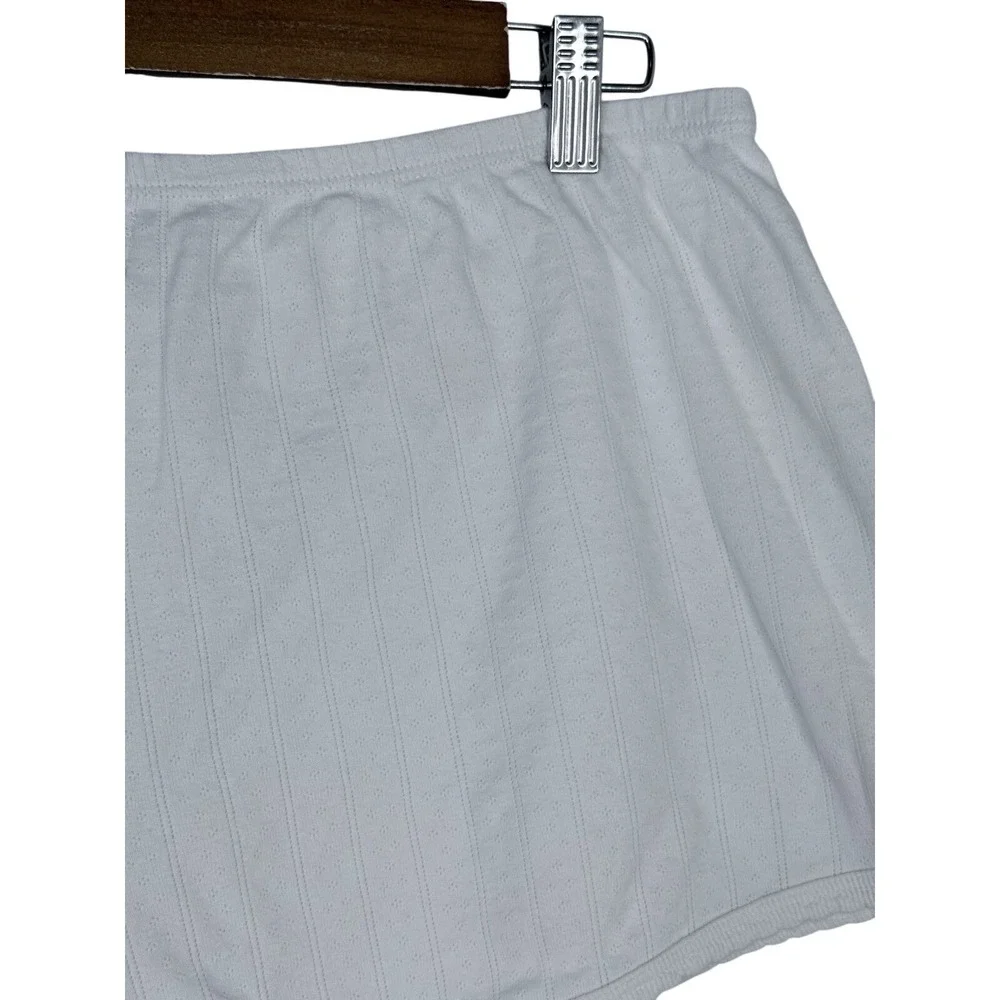 Leset Pointelle Mini Short White Size Large Cotton Dainty Eyelets Scalloped Edge - Picture 7 of 9